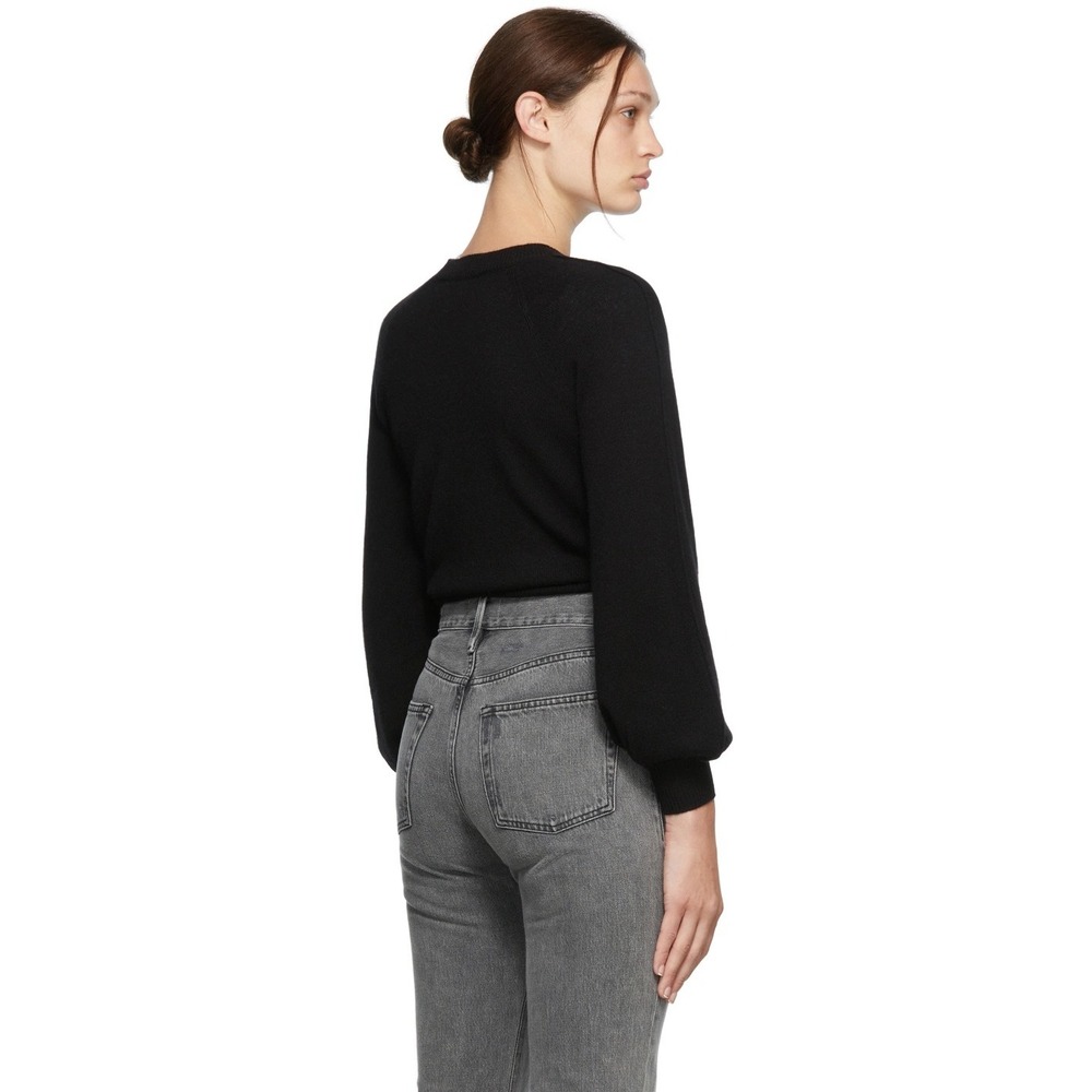 FRAME 100% Cashmere Linked Cardigan Sweater Long Sleeve Button Black Size Large - Picture 12 of 16